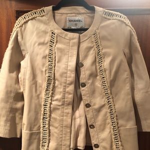 authentic Chanel tan peach leather jacket sz 38